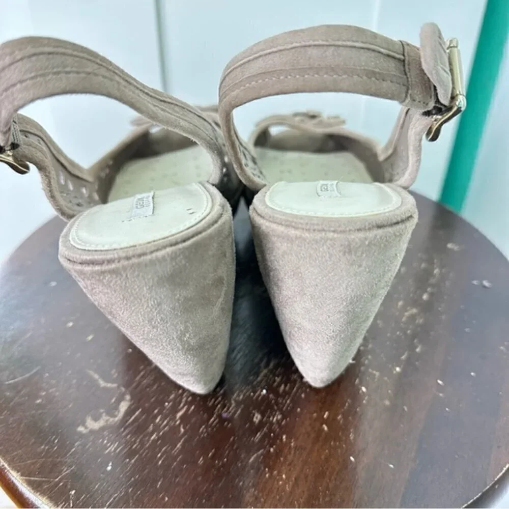 Geox Respira Wedge Heels Size 41 Eyelet Cutout Tan